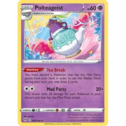 Polteageist 83/189 - SWSH03 Darkness Ablaze Reverse Holofoil