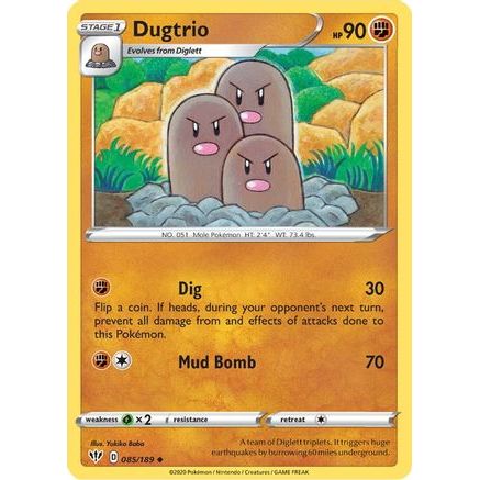 Dugtrio 85/189 - SWSH03 Darkness Ablaze Reverse Holofoil
