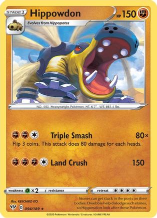 Hippowdon 94/189 - SWSH03 Darkness Ablaze Reverse Holofoil