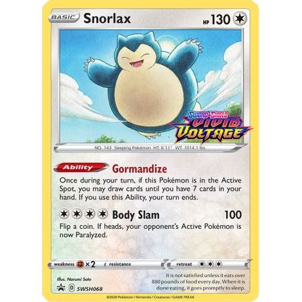 Snorlax - SWSH068 (Prerelease) SWSH068/307 - SWSH Sword & Shield Promo Cards Holofoil