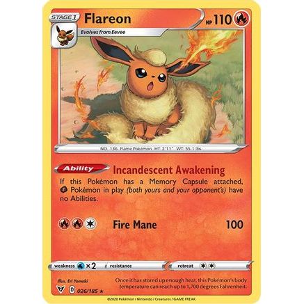 Flareon 26/185 - SWSH04 Vivid Voltage Reverse Holofoil