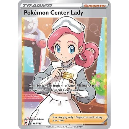Pokemon Center Lady (Full Art) 185/185 - SWSH04 Vivid Voltage Holofoil