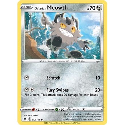 Galarian Meowth 112/185 - SWSH04 Vivid Voltage Reverse Holofoil