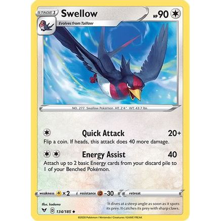 Swellow 134/185 - SWSH04 Vivid Voltage Reverse Holofoil