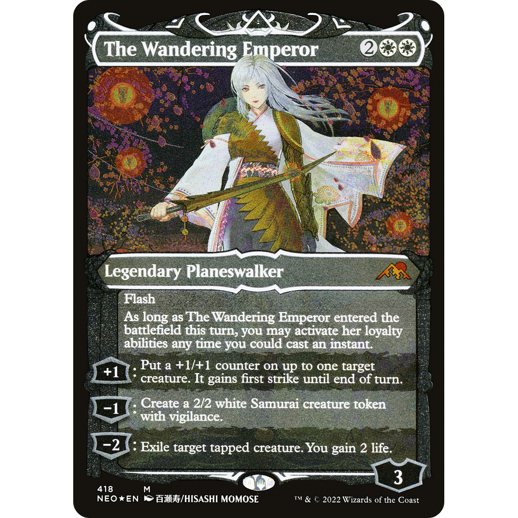 The Wandering Emperor (NEO-418) - Kamigawa: Neon Dynasty: (Showcase) Etched Foil