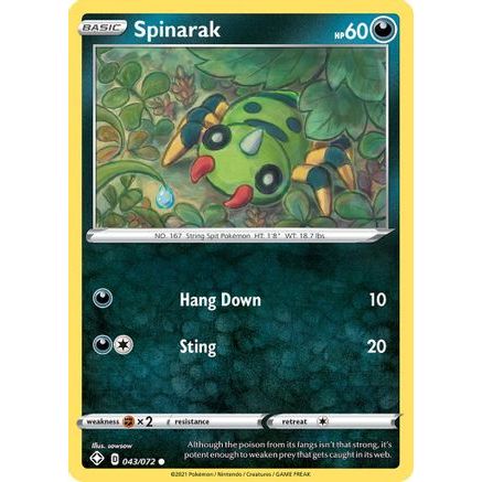Spinarak 43/72 - Shining Fates Reverse Holofoil