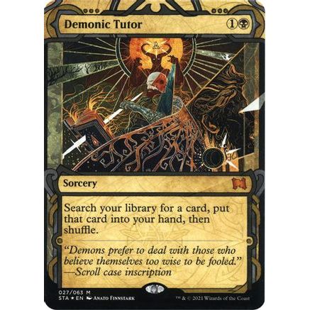 Demonic Tutor (Foil Etched) (STA-027) - Strixhaven Mystical Archive (Borderless) Foil