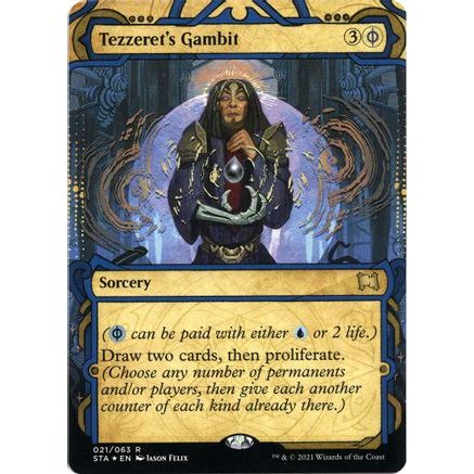Tezzeret's Gambit (Foil Etched) (STA-021) - Strixhaven Mystical Archive (Borderless) Foil