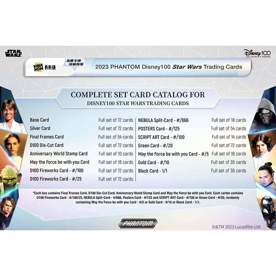 2023 Phantom Disney 100 Star Wars Hobby Edition Trading Cards