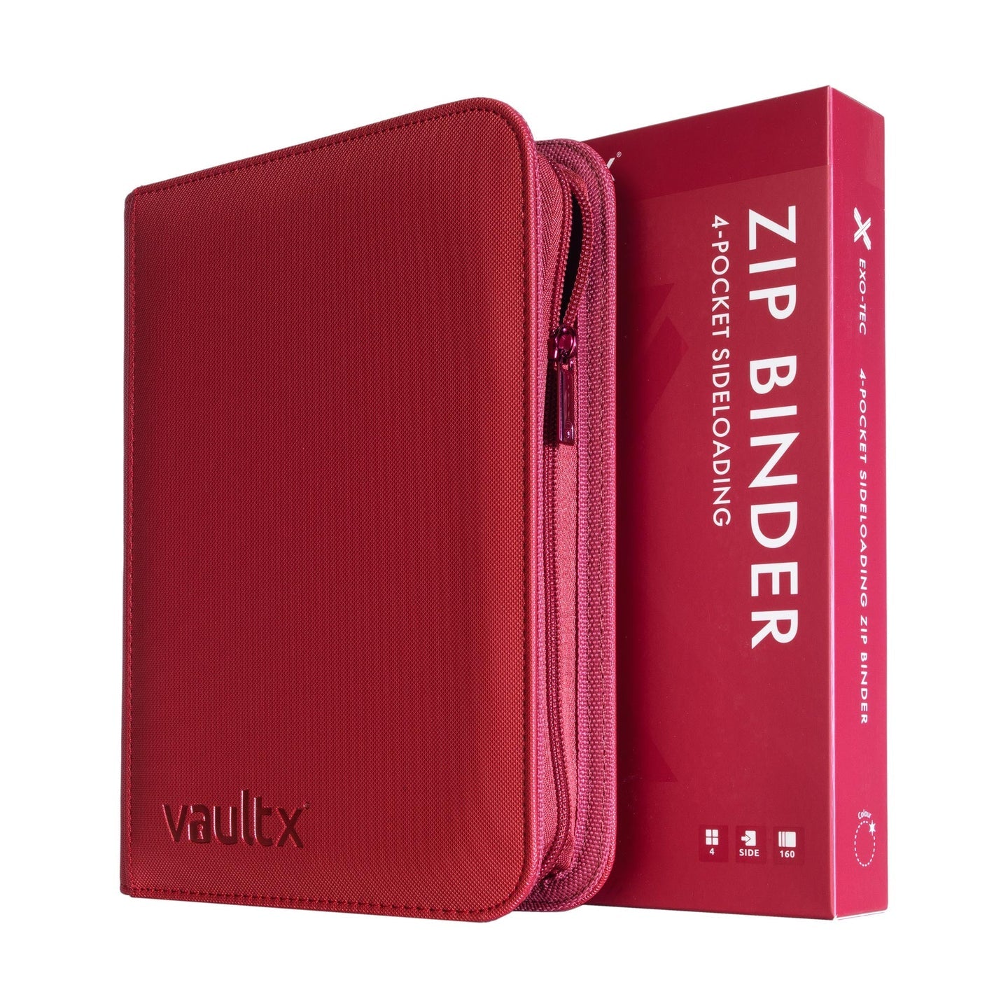 Vault X Metallic Red 4-Pocket Exo-Tec Zip Binder
