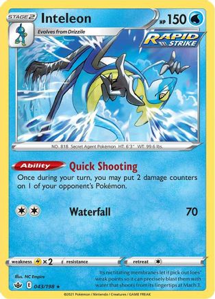 Inteleon 43/198 - SWSH06 Chilling Reign Reverse Holofoil