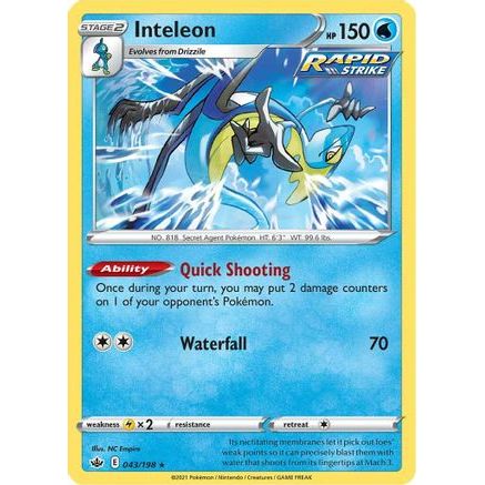 Inteleon 43/198 - SWSH06 Chilling Reign Holofoil