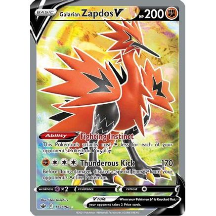 Galarian Zapdos V (Full Art) 173/198 - SWSH06 Chilling Reign Holofoil