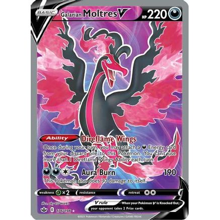 Galarian Moltres V (Full Art) 176/198 - SWSH06 Chilling Reign Holofoil