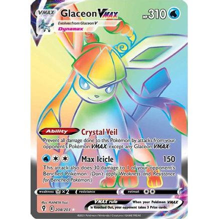 Glaceon VMAX (Secret) 208/203 - SWSH07 Evolving Skies Holofoil