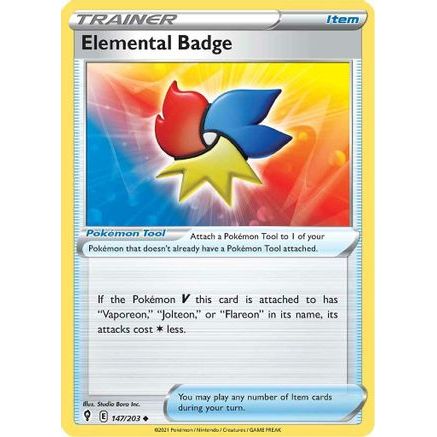 Elemental Badge 147/203 - SWSH07 Evolving Skies Reverse Holofoil