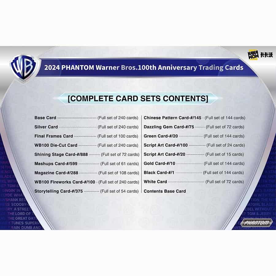 2024 Phantom Warner Bros 100th Anniversary Trading Cards