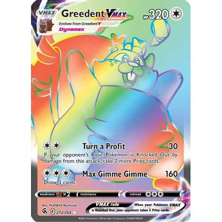 Greedent VMAX (Secret) 272/264 - SWSH08 Fusion Strike Holofoil