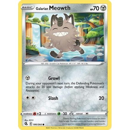 Galarian Meowth 180/264 - SWSH08 Fusion Strike Reverse Holofoil