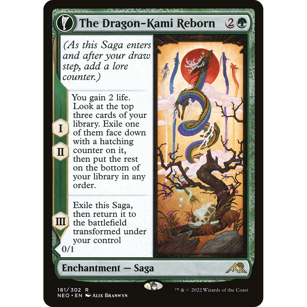 The Dragon-Kami Reborn // Dragon-Kami's Egg (NEO-181) - Kamigawa: Neon Dynasty: (fandfc, enchantment)
