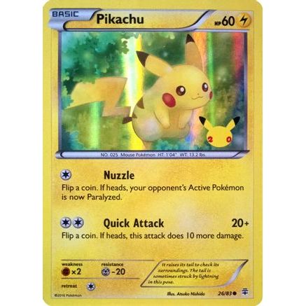 Pikachu - 26/83 (20th Anniversary) 26 - Miscellaneous Cards & Products Holofoil