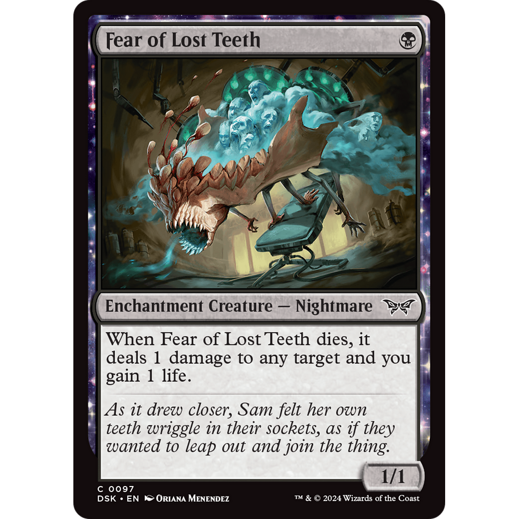 Fear of Lost Teeth (DSK-097) - Duskmourn: House of Horror: (enchantment) Foil