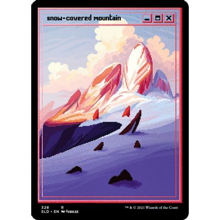 Snow-Covered Mountain (PixelSnowLands.jpg) (Foil Etched) (SLD-328) - Secret Lair Drop Series Foil