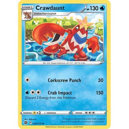 Crawdaunt 33/172 - SWSH09 Brilliant Stars Reverse Holofoil
