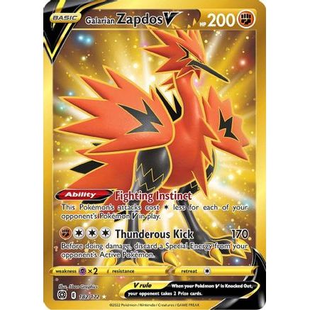 Galarian Zapdos V (Secret) 182/172 - SWSH09 Brilliant Stars Holofoil