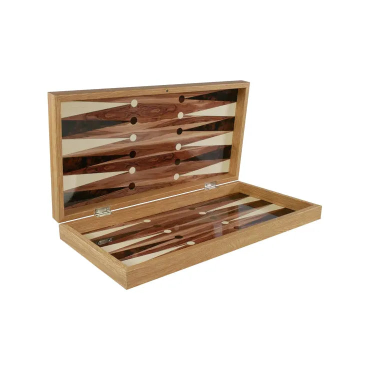 Backgammon- 19" Walnut Decoupage Folding Backgammon Set