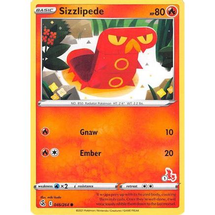 Sizzlipede - 046/264 (#1 Cinderace Stamped) - Battle Academy 2022