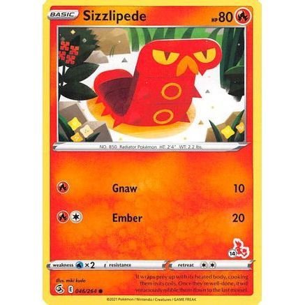 Sizzlipede - 046/264 (#14 Cinderace Stamped) - Battle Academy 2022