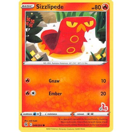 Sizzlipede - 046/264 (#17 Cinderace Stamped) - Battle Academy 2022