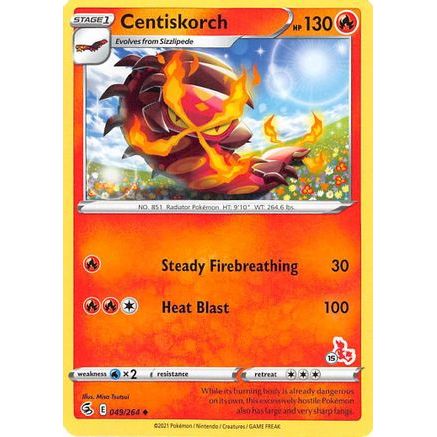 Centiskorch - 049/264 (#15 Cinderace Stamped) - Battle Academy 2022