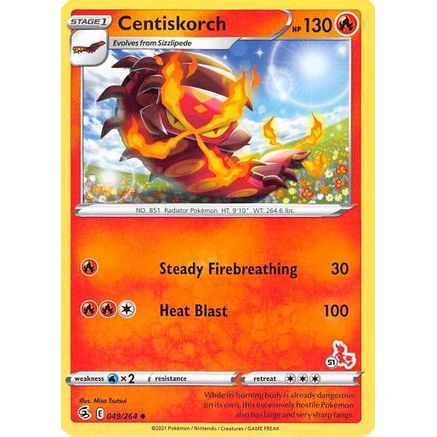 Centiskorch - 049/264 (#51 Cinderace Stamped) - Battle Academy 2022