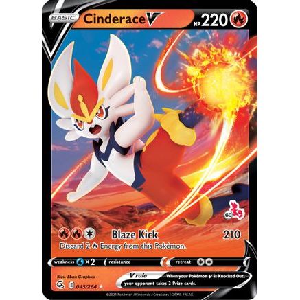 Cinderace V - 043/264 (#60 Cinderace Stamped) 43 - Battle Academy 2022 Holofoil