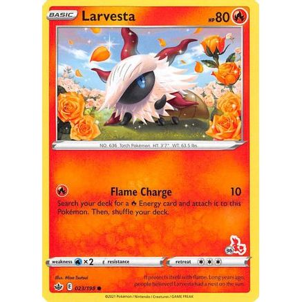 Larvesta - 023/198 (#36 Cinderace Stamped) - Battle Academy 2022