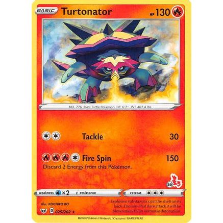 Turtonator - 029/202 (#39 Cinderace Stamped) 29 - Battle Academy 2022