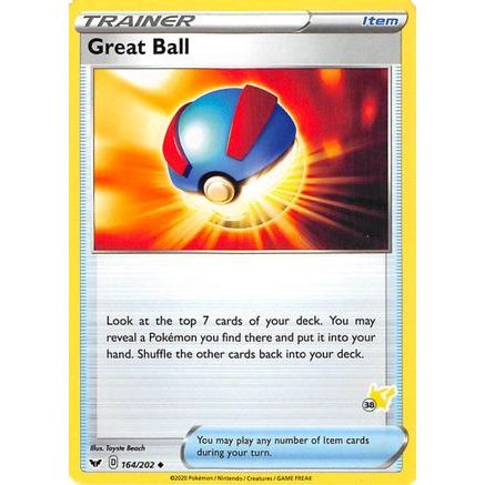 Great Ball - 164/202 (#38 Pikachu Stamped) - Battle Academy 2022