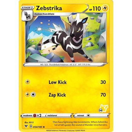 Zebstrika - 054/185 (#34 Pikachu Stamped) - Battle Academy 2022