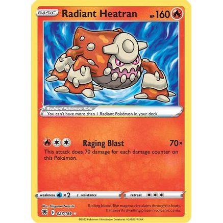 Radiant Heatran 27/189 - SWSH10 Astral Radiance Holofoil