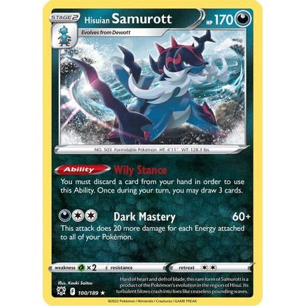 Hisuian Samurott 100/189 - SWSH10 Astral Radiance Reverse Holofoil