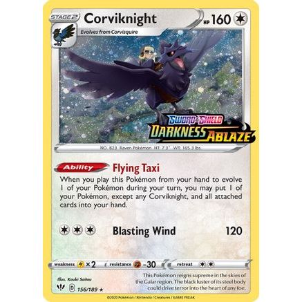 Corviknight - 156/189 (Darkness Ablaze Stamped) 156 - Miscellaneous Cards & Products Holofoil