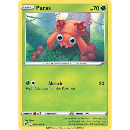 Paras 4/196 - SWSH11 Lost Origin Reverse Holofoil
