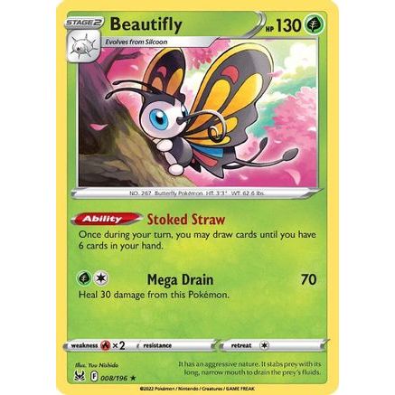 Beautifly 8/196 - SWSH11 Lost Origin Reverse Holofoil
