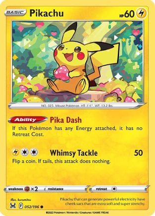 Pikachu 52/196 - SWSH11 Lost Origin Reverse Holofoil