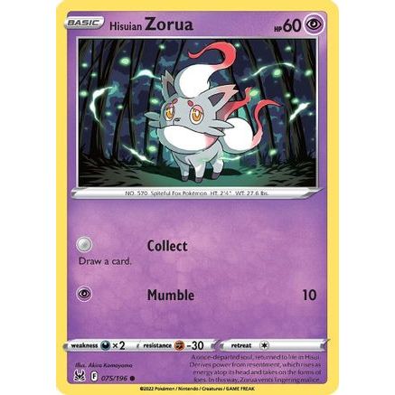 Hisuian Zorua 75/196 - SWSH11 Lost Origin Reverse Holofoil