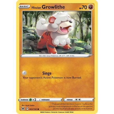 Hisuian Growlithe 83/196 - SWSH11 Lost Origin Reverse Holofoil