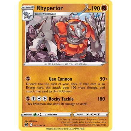 Rhyperior 91/196 - SWSH11 Lost Origin