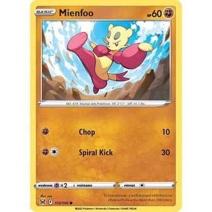 Mienfoo 103/196 - SWSH11 Lost Origin Reverse Holofoil